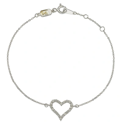 Suzy Levian 14k White Gold & .24 Cttw Diamond Heart Solitaire Bracelet