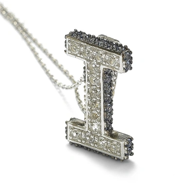 Suzy Levian Sterling Silver Sapphire & Diamond Accent Letter Pendant In Blue