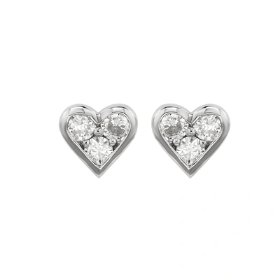 Suzy Levian White 14k White Gold 3/10 Diamond Heart Earrings