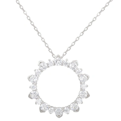 Suzy Levian Sterling Silver Cubic Zirconia Circle Pendant In White