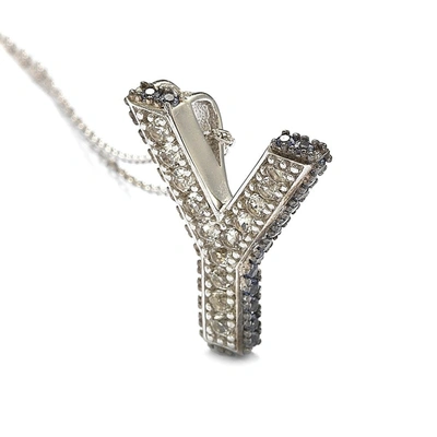 Suzy Levian Sterling Silver Sapphire & Diamond Accent Letter Pendant In Blue