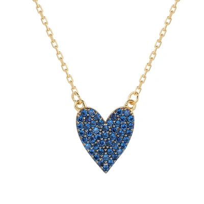 Suzy Levian Blue Cubic Zirconia Golden Sterling Silver Heart Necklace