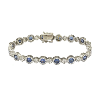 Suzy Levian Sterling Silver Sapphire And Diamond Accent Bracelet In Blue
