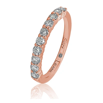 Suzy Levian 14k Rose Gold 1/2 Cttw Diamond Eternity Half Band In Pink