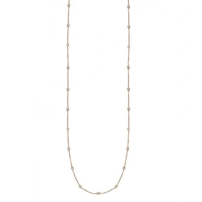 Suzy Levian 14k White Gold 3/5ct Tdw Bezel Diamond Station Necklace (36 Inch) In Pink