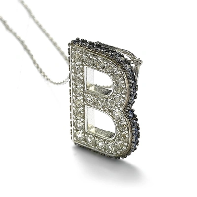 Suzy Levian Sterling Silver Sapphire & Diamond Accent Letter Pendant In Blue