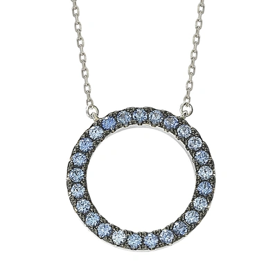 Suzy Levian Sterling Silver Blue Cubic Zirconia Circle Pendant