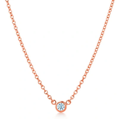 Suzy Levian 14k White Gold 0.25 Ct Tdw Diamond Solitaire Necklace In Pink