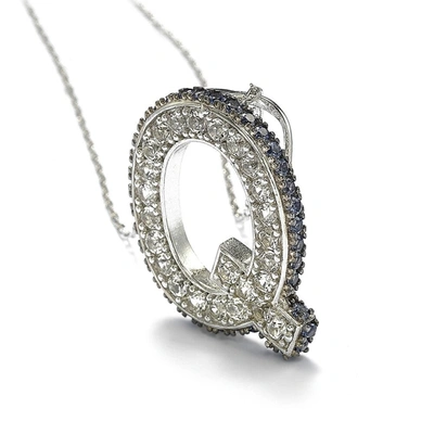 Suzy Levian Sterling Silver Sapphire & Diamond Accent Letter Pendant In Blue