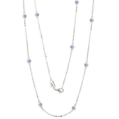 Suzy Levian 14k White Gold 1.50 Cttw Tanzanite Station Necklace In Blue