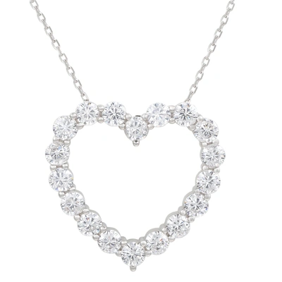 Suzy Levian Sterling Silver White Cubic Zirconia Large Heart Pendant