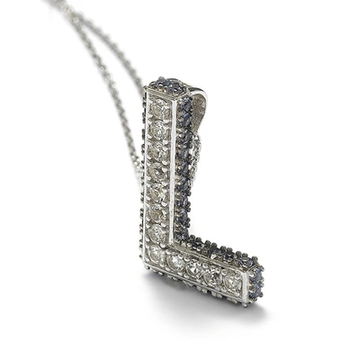 Suzy Levian Sterling Silver Sapphire & Diamond Accent Letter Pendant In Blue