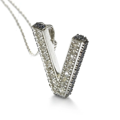Suzy Levian Sterling Silver Sapphire & Diamond Accent Letter Pendant In Blue