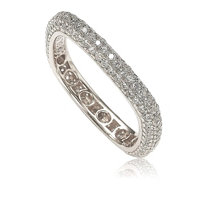 Suzy Levian Sterling Silver Cubic Zirconia Modern Pave Square Eternity Band In White