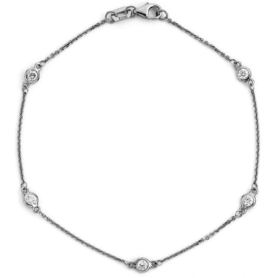 Suzy Levian 1/10 Ct Tdw 14k White Gold Diamond Station Bracelet