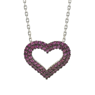 Suzy Levian Pink Cubic Zirconia Sterling Silver Heart Pendant