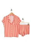 Nordstrom Rack Tranquility Shortie Pajamas In Coral Faded Stripes