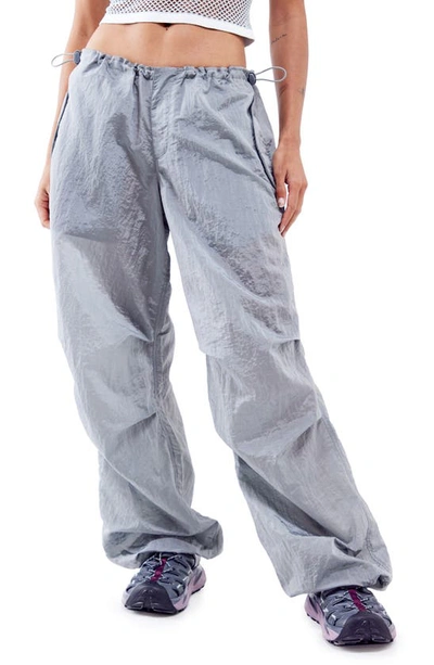 Iets Frans Shiny Baggy Parachute Trousers In Silver