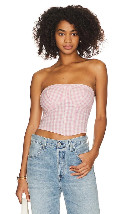 Free People Leilani Gingham Cotton Tube Top In Pink