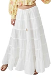 Free People Simply Smitten Tiered Cotton Maxi Skirt In Optic White