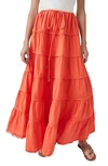 Free People Simply Smitten Tiered Cotton Maxi Skirt In Zesty
