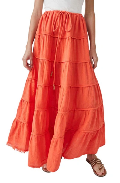 Free People Simply Smitten Tiered Cotton Maxi Skirt In Zesty