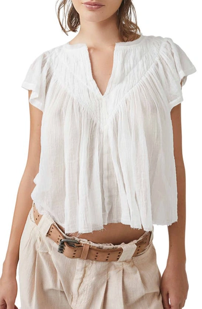 Free People Padma Flutter Sleeve Blouse In White