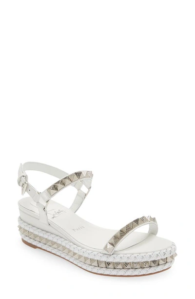 Christian Louboutin suela roja sandals wedge Ankle Strap 38 white with box  bag