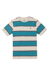 Volcom Kids' Bandstone Stripe T-shirt In Heather Grey