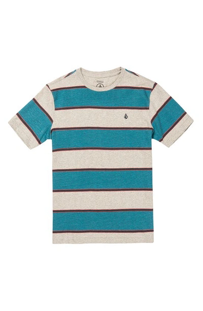 Volcom Kids' Bandstone Stripe T-shirt In Heather Grey