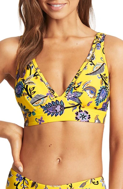 Sea Level Longline Triangle Bikini Top In Citrus