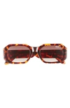 Quay Hyped Up 50mm Gradient Square Sunglasses In Tort Gold/ Brown