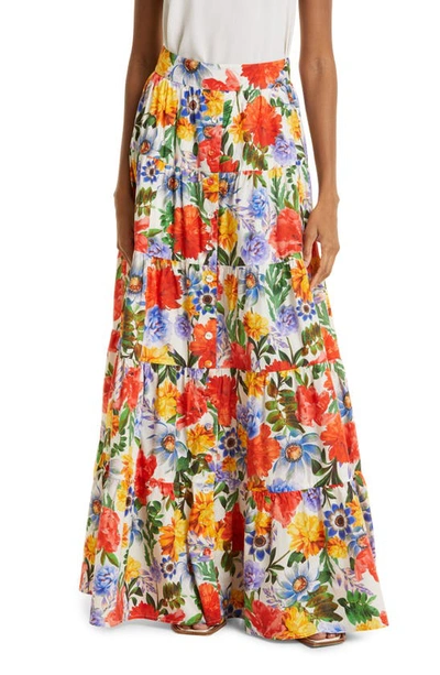 Cara Cara Nathali Floral Cotton Maxi Skirt In Multi