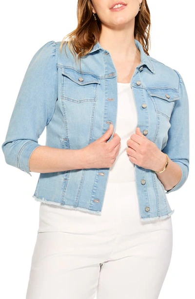Nic + Zoe Femme Sleeve Crop Denim Jacket In Multi