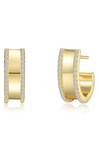 Lafonn Simulated Diamond Huggie Hoop Earrings In White/ Gold