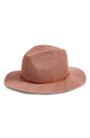Treasure & Bond Packable Straw Panama Hat In Pink Dusty Combo