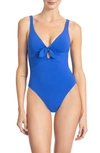 Robin Piccone Ava Plunge Underwire One-piece Swimsuit In French Blue
