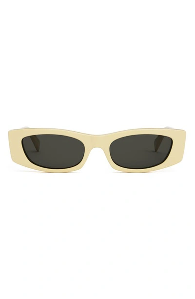 Celine Bold 3 Dots 55mm Rectangular Sunglasses In Shiny Yellow / Smoke