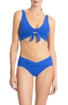 Robin Piccone Ava Knot Front Bikini Top In French Blue