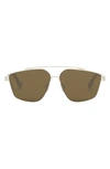 Fendi The  O'lock 58mm Geometric Sunglasses In Gold / Brown
