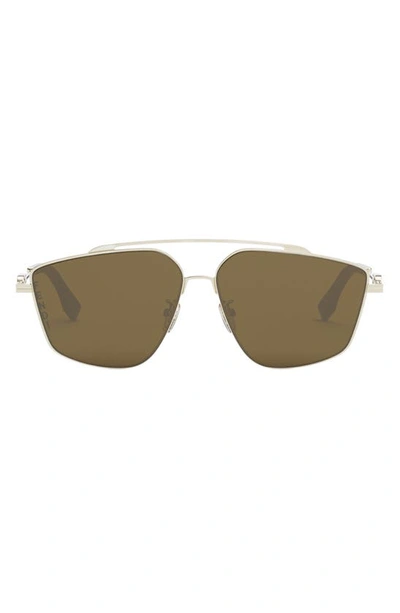 Fendi The  O'lock 58mm Geometric Sunglasses In Gold / Brown