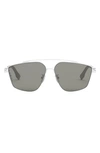 Fendi The  O'lock 58mm Geometric Sunglasses In Shiny Palladium / Smoke