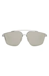 Fendi The  O'lock 58mm Geometric Sunglasses In Shiny Dark Ruthenium / Smoke
