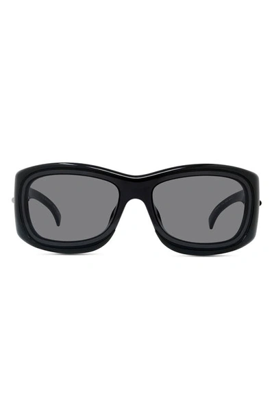 Givenchy Oval Sunglasses In Shiny Black / Smoke