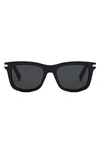 Dior Blacksuit 53mm Geometric Sunglasses In Shiny Black / Smoke