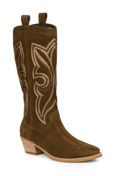 Saint G Martina Pointed Toe Western Boot In Khaki