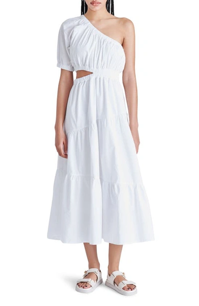 Steve Madden Leena Cutout One-shoulder Cotton Midi Dress In White