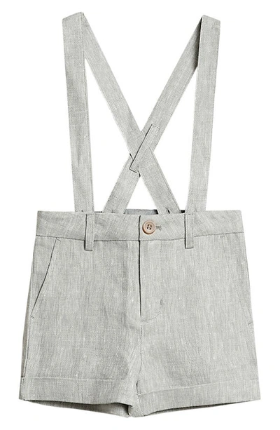 Noralee Babies' Linen Suspender Shorts In Chambray