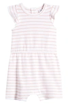 Nordstrom Babies' Sandcastle Play Stripe Romper In White- Pink Stripe