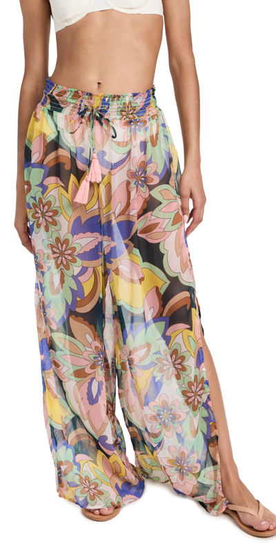Ramy Brook Coco Floral Cover-up Pants In Lemon Lanai